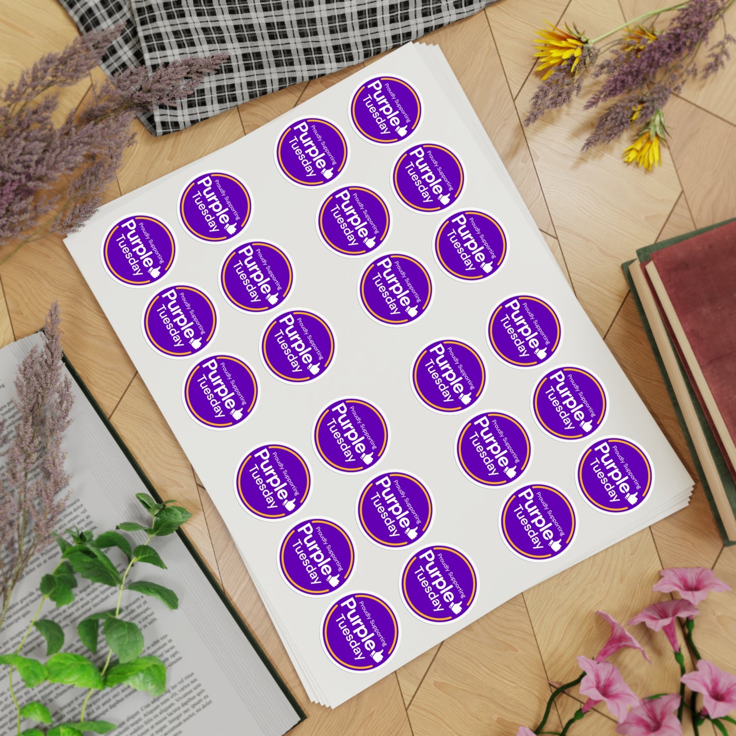 5x Sheets Supporting Purple Tuesday Stickers